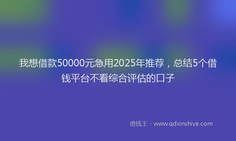 我想借款50000元急用2025年推荐，总结5个借钱平台不看综合评估的口子