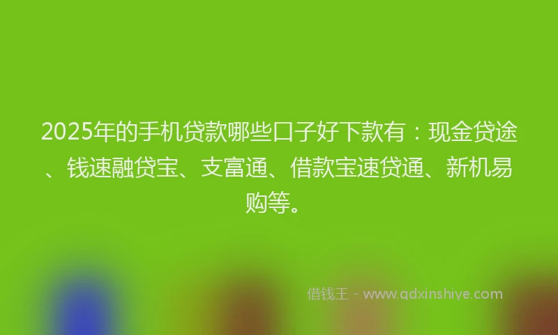 2025年的手机贷款哪些口子好下款有：现金贷途、钱速融贷宝、支富通、借款宝速贷通、新机易购等。