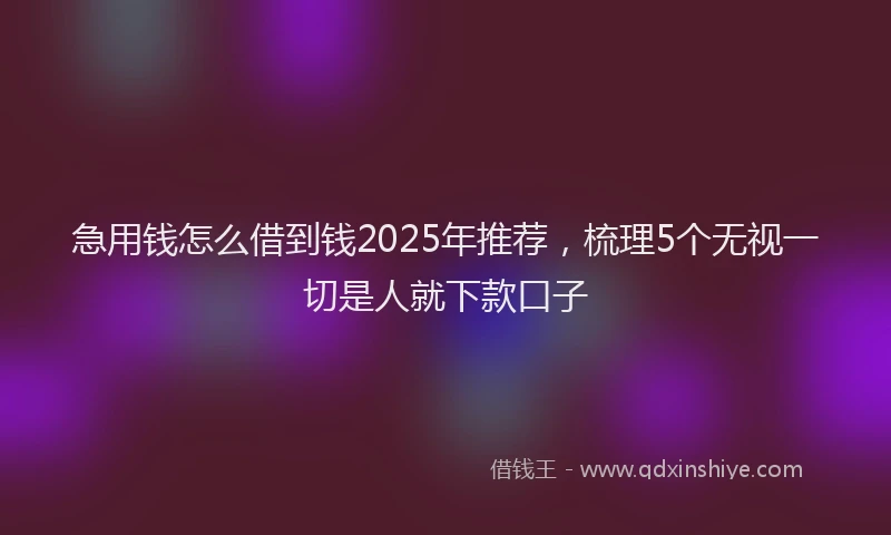 急用钱怎么借到钱2025年推荐，梳理5个无视一切是人就下款口子