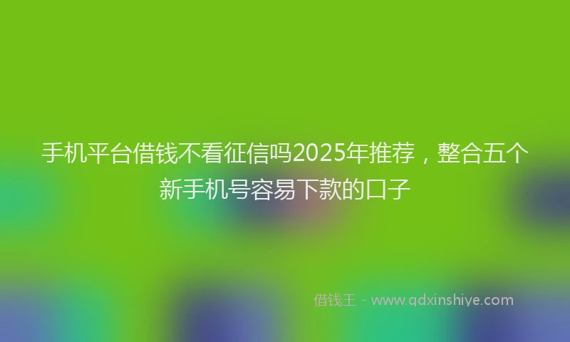 手机平台借钱不看征信吗2025年推荐，整合五个新手机号容易下款的口子