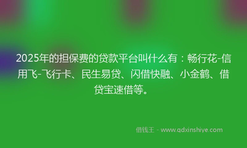 2025年的担保费的贷款平台叫什么有：畅行花-信用飞-飞行卡、民生易贷、闪借快融、小金鹤、借贷宝速借等。