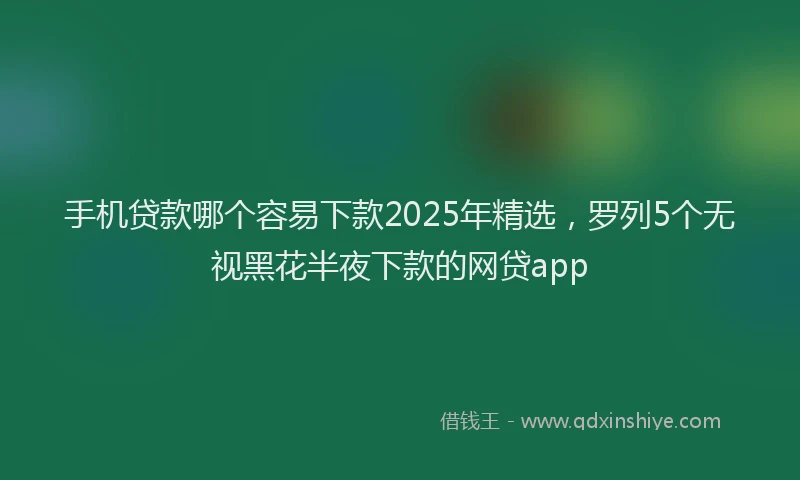 手机贷款哪个容易下款2025年精选，罗列5个无视黑花半夜下款的网贷app