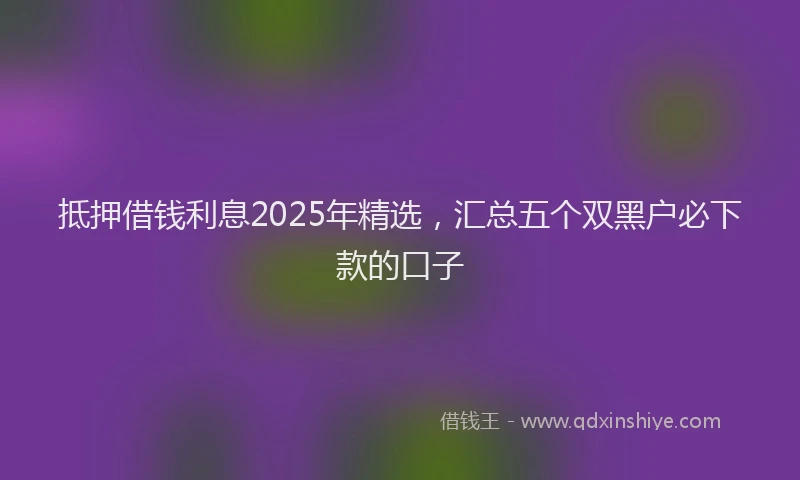 抵押借钱利息2025年精选，汇总五个双黑户必下款的口子