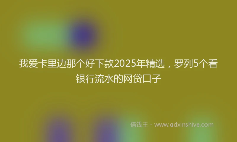 我爱卡里边那个好下款2025年精选，罗列5个看银行流水的网贷口子