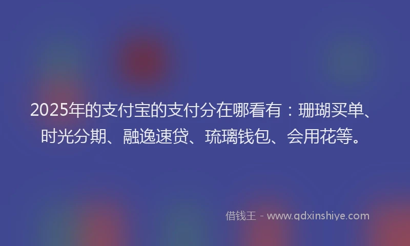2025年的支付宝的支付分在哪看有：珊瑚买单、时光分期、融逸速贷、琉璃钱包、会用花等。