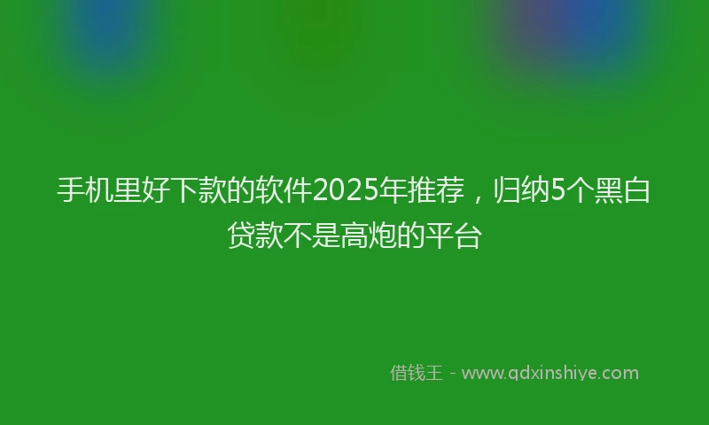 手机里好下款的软件2025年推荐，归纳5个黑白贷款不是高炮的平台