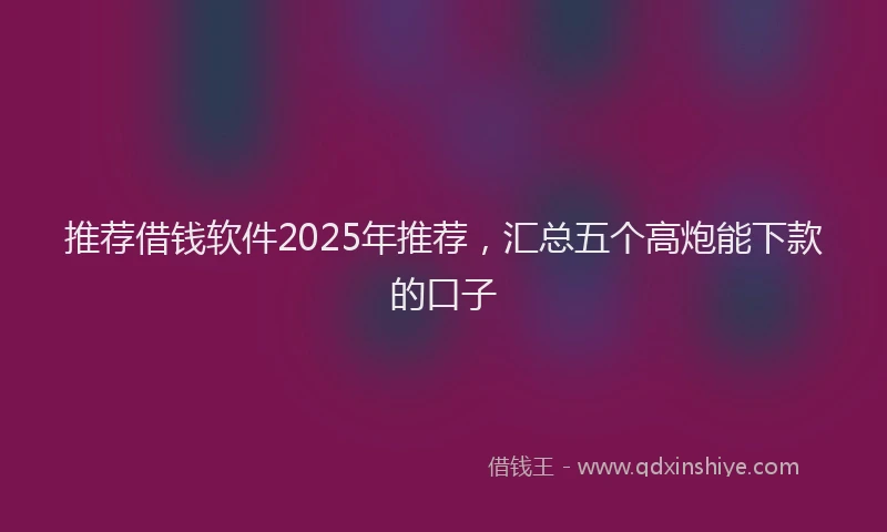 推荐借钱软件2025年推荐，汇总五个高炮能下款的口子