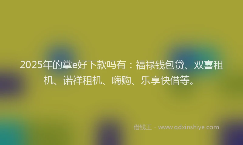 2025年的掌e好下款吗有：福禄钱包贷、双喜租机、诺祥租机、嗨购、乐享快借等。