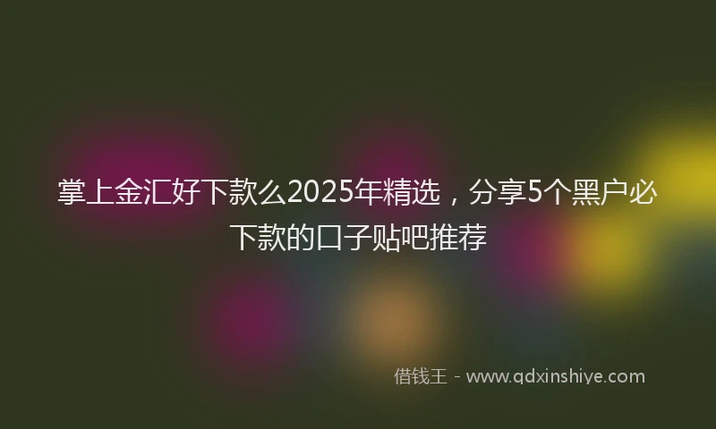 掌上金汇好下款么2025年精选，分享5个黑户必下款的口子贴吧推荐