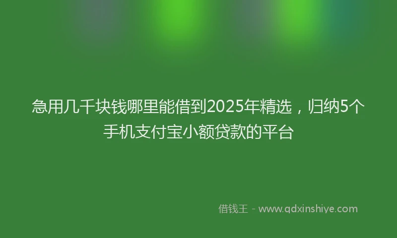 急用几千块钱哪里能借到2025年精选，归纳5个手机支付宝小额贷款的平台