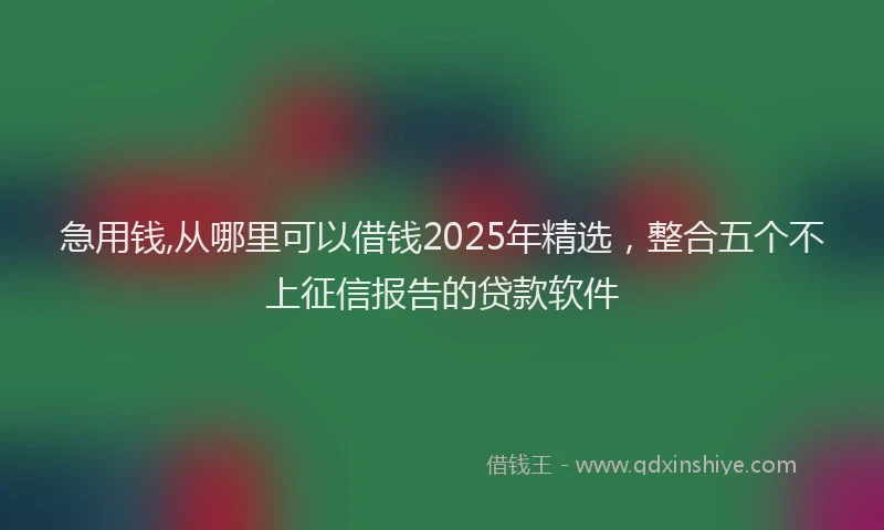 急用钱,从哪里可以借钱2025年精选，整合五个不上征信报告的贷款软件