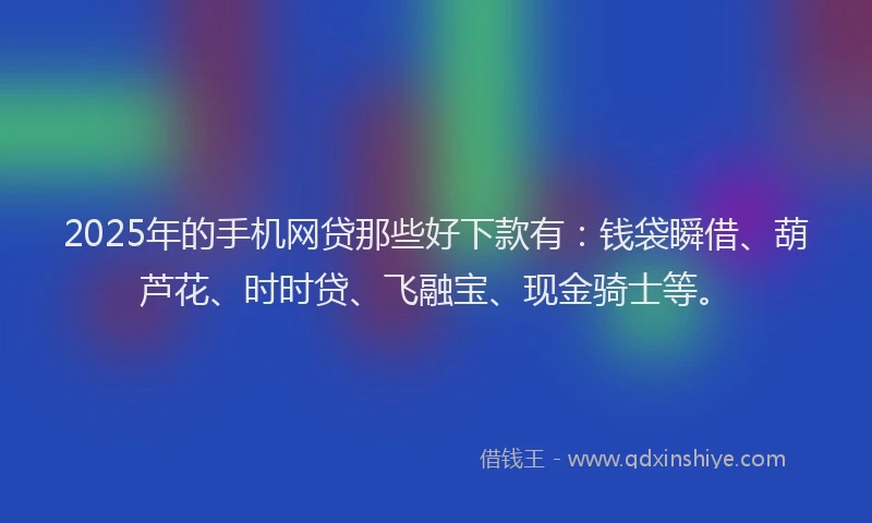 2025年的手机网贷那些好下款有：钱袋瞬借、葫芦花、时时贷、飞融宝、现金骑士等。