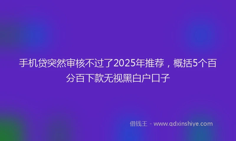 手机贷突然审核不过了2025年推荐，概括5个百分百下款无视黑白户口子