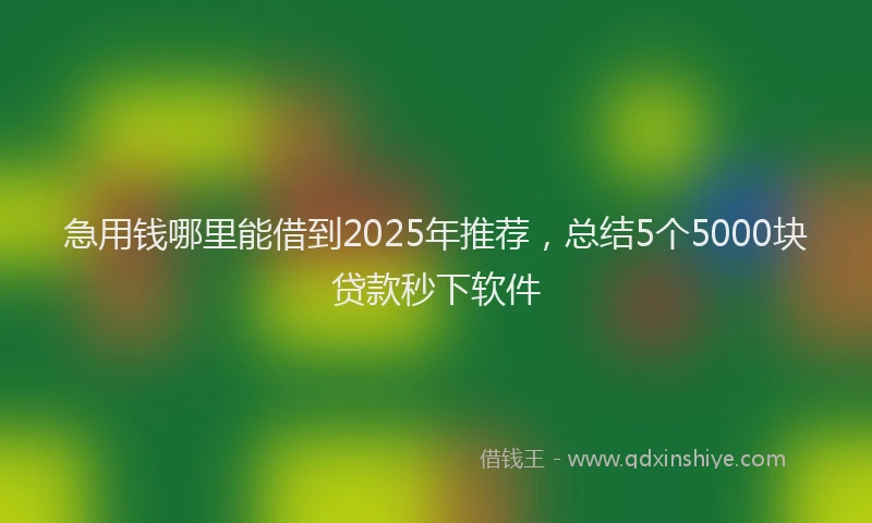 急用钱哪里能借到2025年推荐，总结5个5000块贷款秒下软件