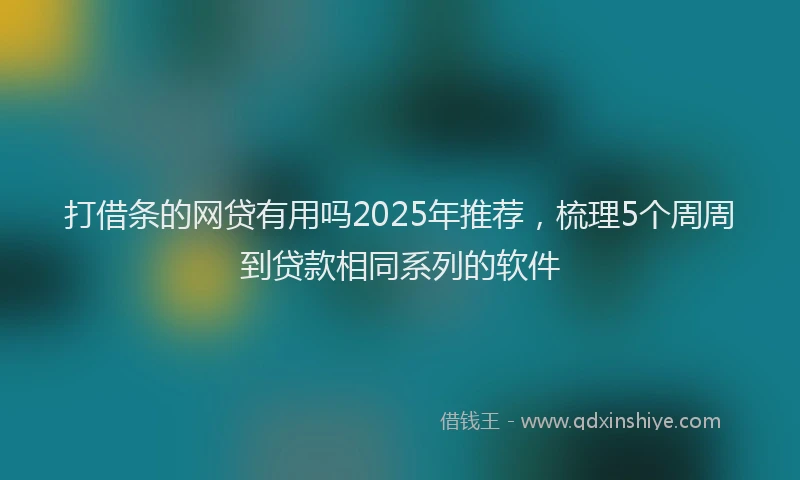 打借条的网贷有用吗2025年推荐，梳理5个周周到贷款相同系列的软件