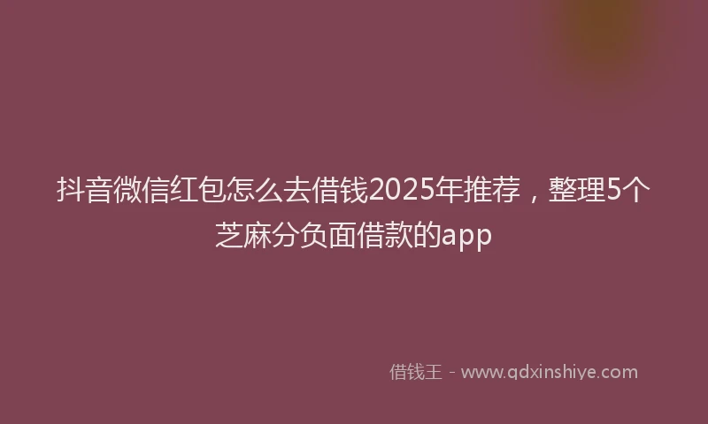 抖音微信红包怎么去借钱2025年推荐，整理5个芝麻分负面借款的app