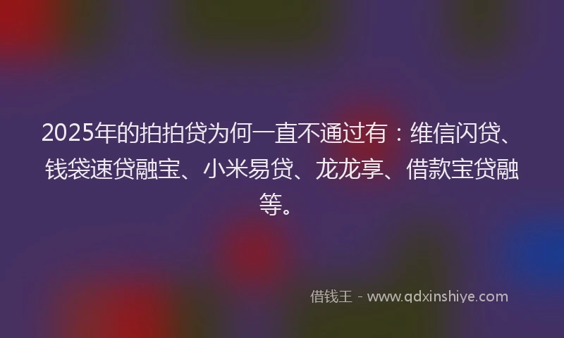 2025年的拍拍贷为何一直不通过有：维信闪贷、钱袋速贷融宝、小米易贷、龙龙享、借款宝贷融等。