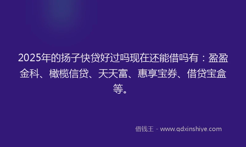 2025年的扬子快贷好过吗现在还能借吗有：盈盈金科、橄榄信贷、天天富、惠享宝券、借贷宝盒等。