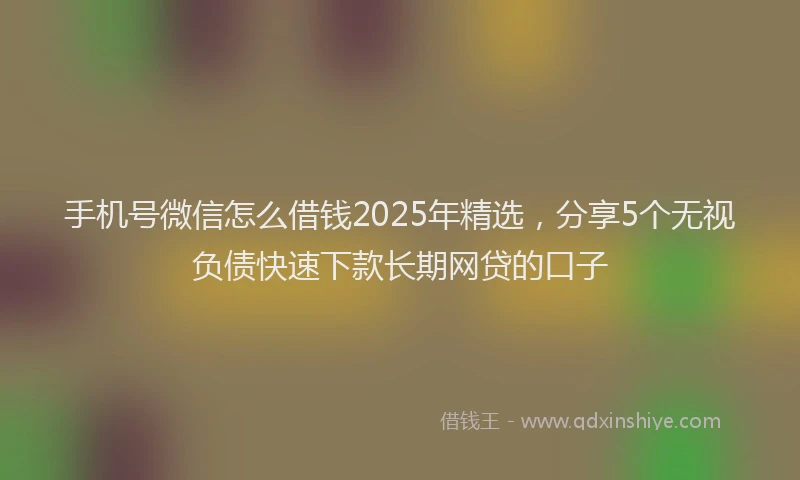 手机号微信怎么借钱2025年精选，分享5个无视负债快速下款长期网贷的口子