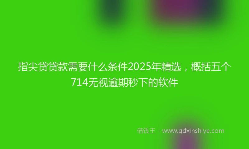 指尖贷贷款需要什么条件2025年精选，概括五个714无视逾期秒下的软件