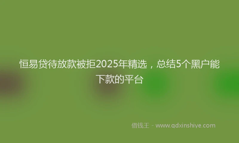 恒易贷待放款被拒2025年精选，总结5个黑户能下款的平台