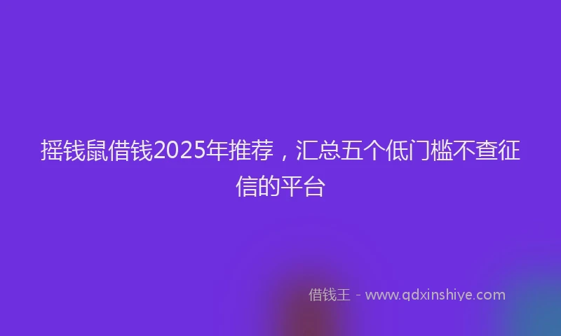 摇钱鼠借钱2025年推荐，汇总五个低门槛不查征信的平台