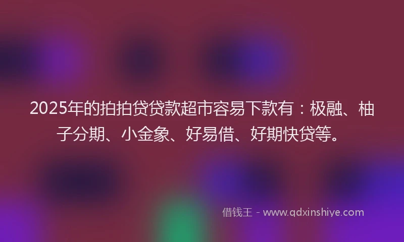 2025年的拍拍贷贷款超市容易下款有：极融、柚子分期、小金象、好易借、好期快贷等。