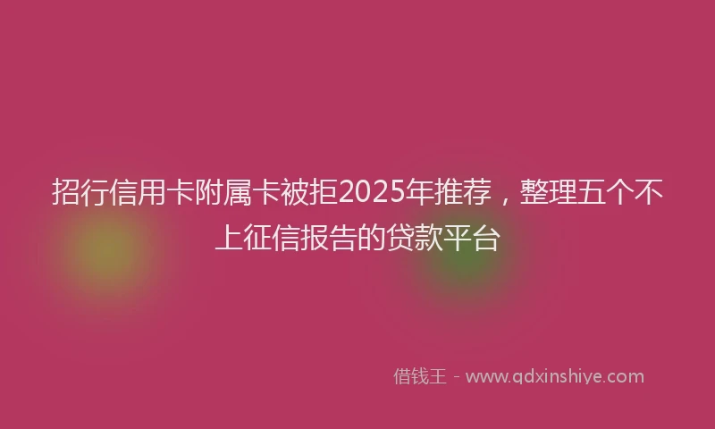 招行信用卡附属卡被拒2025年推荐，整理五个不上征信报告的贷款平台