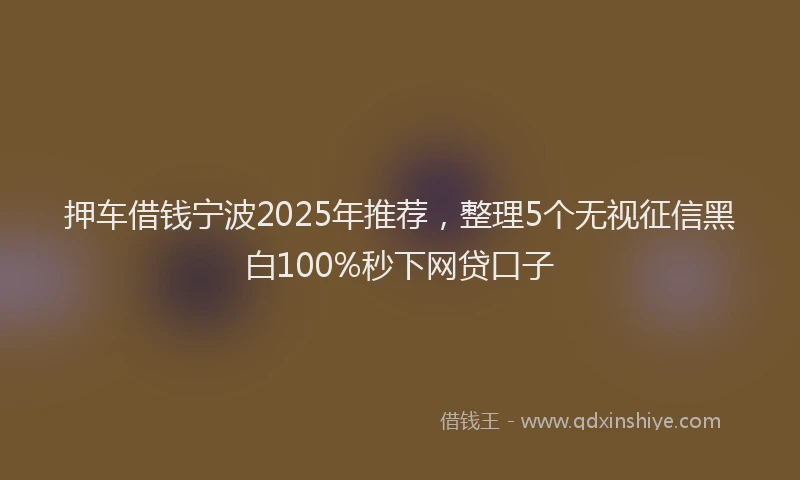 押车借钱宁波2025年推荐，整理5个无视征信黑白100%秒下网贷口子
