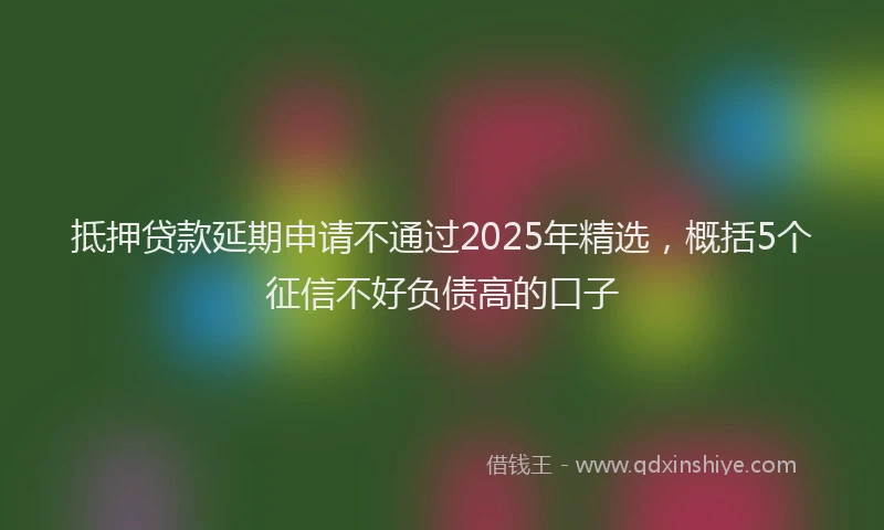 抵押贷款延期申请不通过2025年精选，概括5个征信不好负债高的口子