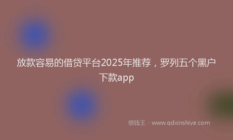 放款容易的借贷平台2025年推荐，罗列五个黑户下款app