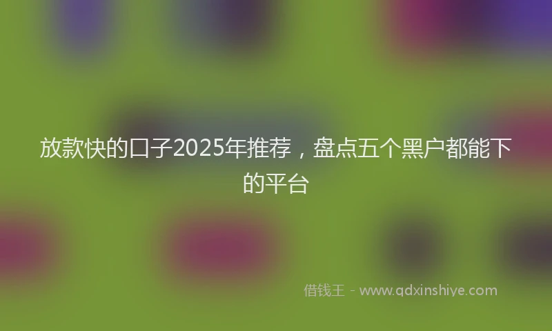 放款快的口子2025年推荐，盘点五个黑户都能下的平台