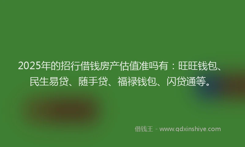 2025年的招行借钱房产估值准吗有：旺旺钱包、民生易贷、随手贷、福禄钱包、闪贷通等。