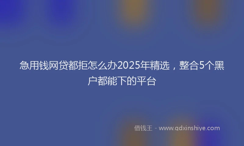 急用钱网贷都拒怎么办2025年精选，整合5个黑户都能下的平台