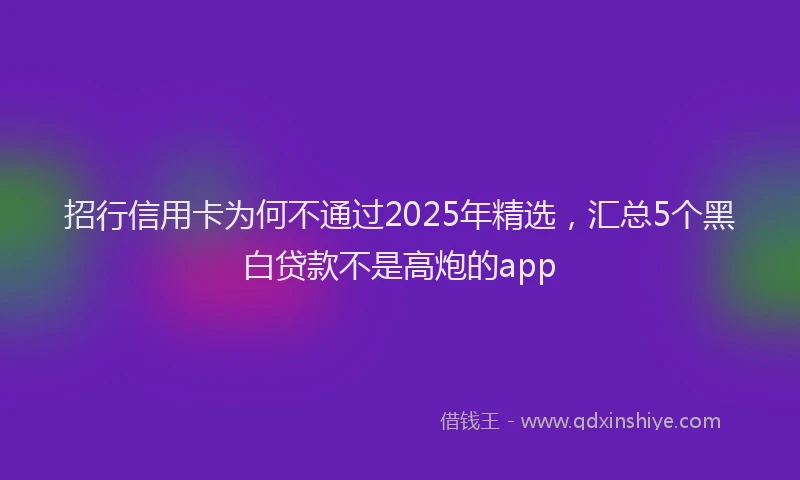 招行信用卡为何不通过2025年精选，汇总5个黑白贷款不是高炮的app