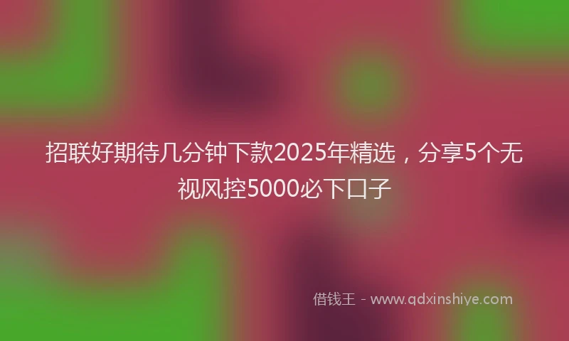 招联好期待几分钟下款2025年精选，分享5个无视风控5000必下口子