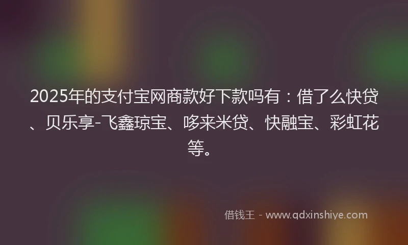 2025年的支付宝网商款好下款吗有：借了么快贷、贝乐享-飞鑫琼宝、哆来米贷、快融宝、彩虹花等。