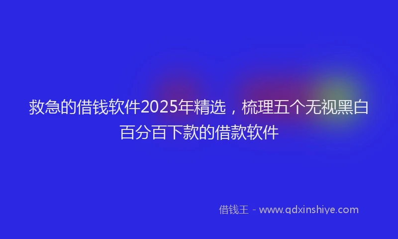 救急的借钱软件2025年精选，梳理五个无视黑白百分百下款的借款软件