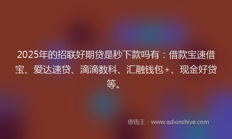 2025年的招联好期贷是秒下款吗有：借款宝速借宝、爱达速贷、滴滴数科、汇融钱包+、现金好贷等。