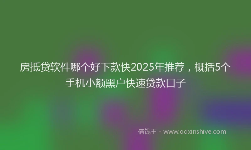 房抵贷软件哪个好下款快2025年推荐，概括5个手机小额黑户快速贷款口子