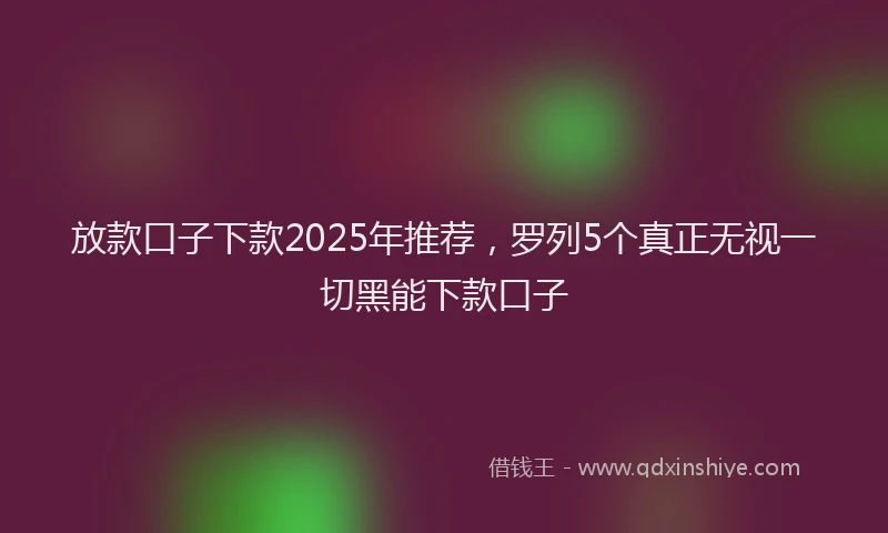 放款口子下款2025年推荐，罗列5个真正无视一切黑能下款口子