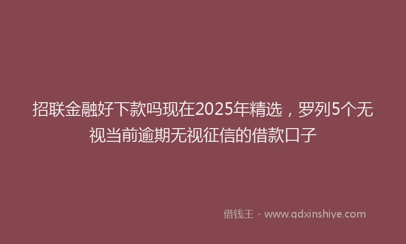 招联金融好下款吗现在2025年精选，罗列5个无视当前逾期无视征信的借款口子