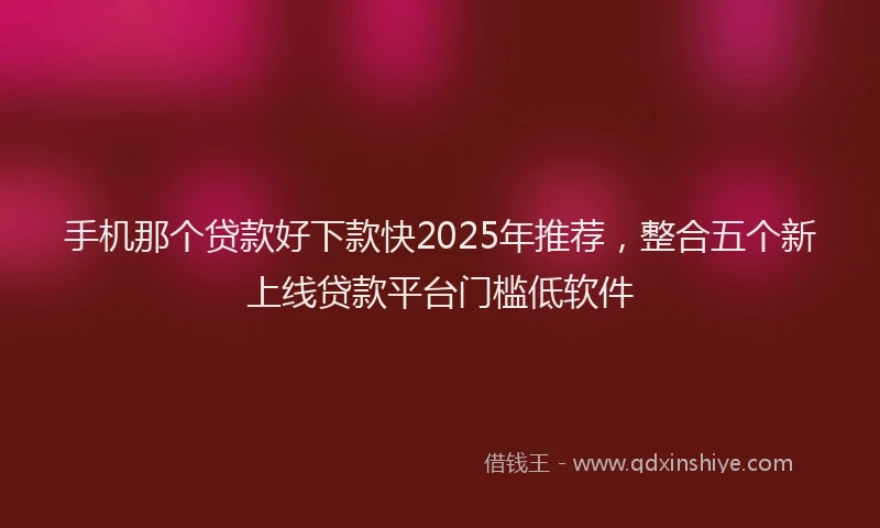 手机那个贷款好下款快2025年推荐，整合五个新上线贷款平台门槛低软件