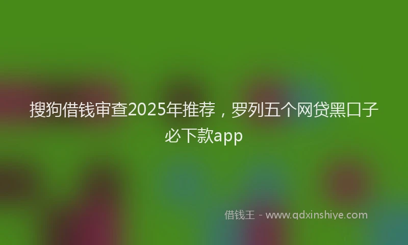 搜狗借钱审查2025年推荐，罗列五个网贷黑口子必下款app