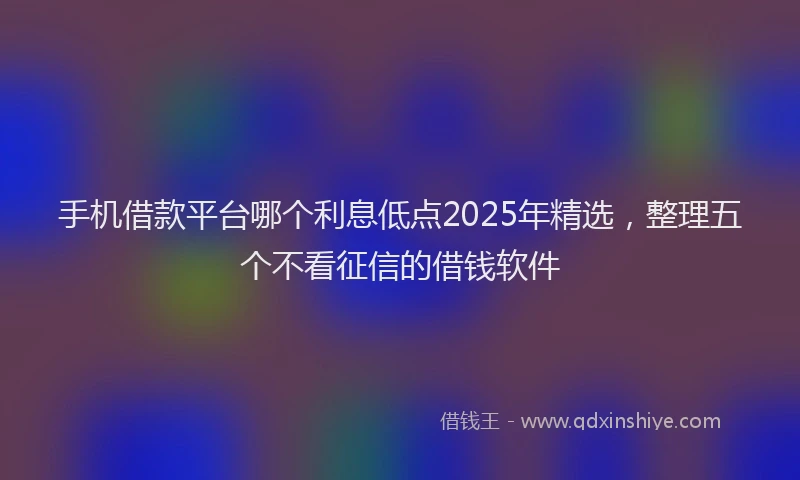 手机借款平台哪个利息低点2025年精选，整理五个不看征信的借钱软件