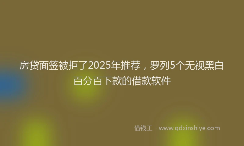 房贷面签被拒了2025年推荐，罗列5个无视黑白百分百下款的借款软件
