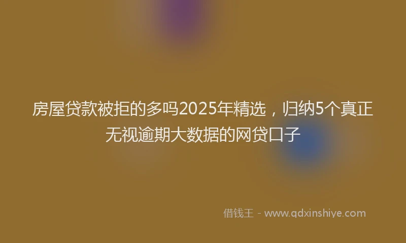 房屋贷款被拒的多吗2025年精选，归纳5个真正无视逾期大数据的网贷口子