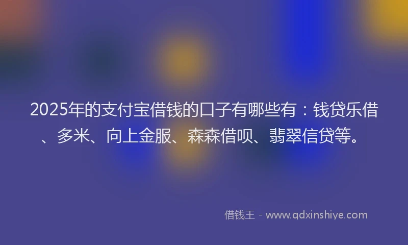 2025年的支付宝借钱的口子有哪些有：钱贷乐借、多米、向上金服、森森借呗、翡翠信贷等。