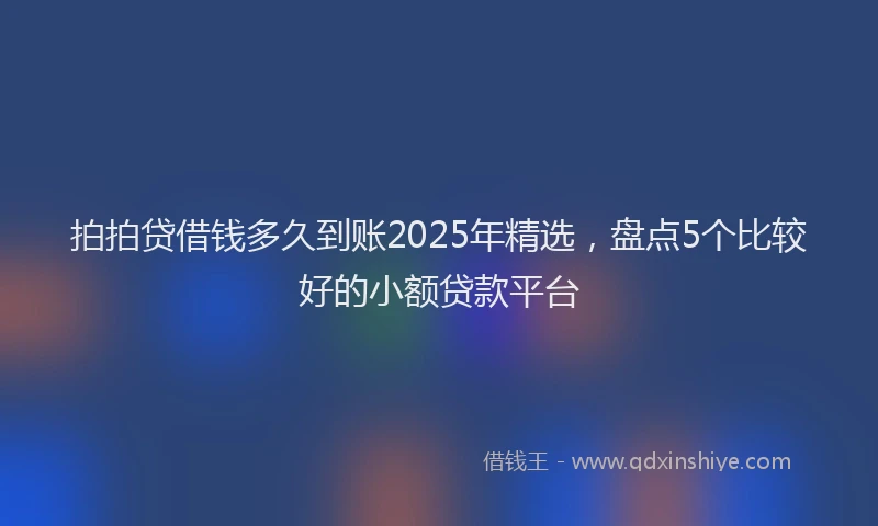 拍拍贷借钱多久到账2025年精选，盘点5个比较好的小额贷款平台