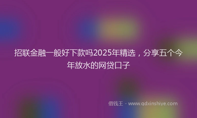 招联金融一般好下款吗2025年精选，分享五个今年放水的网贷口子